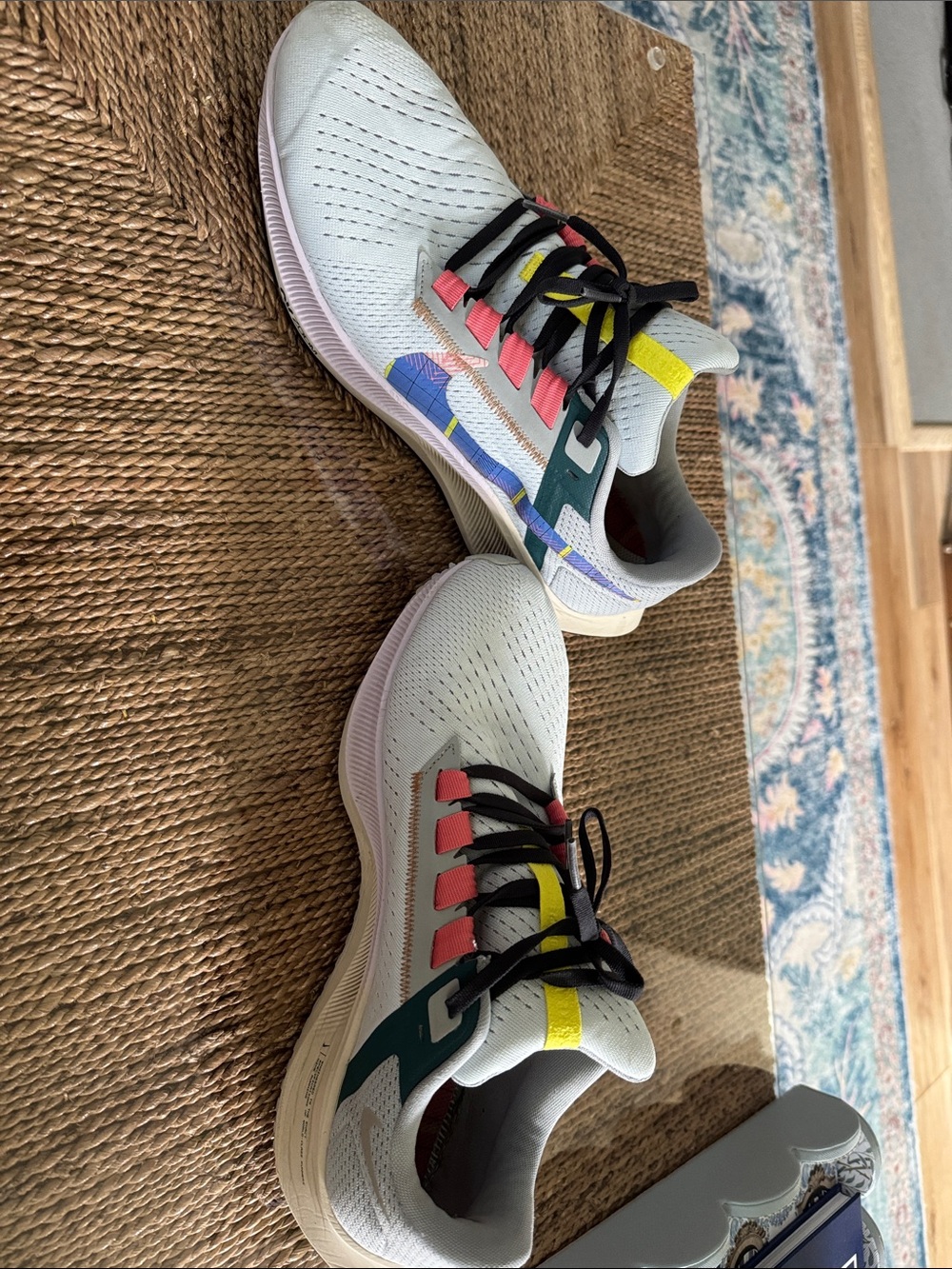 Nike White Sneakers with Pink, Yellow & Teal Accents